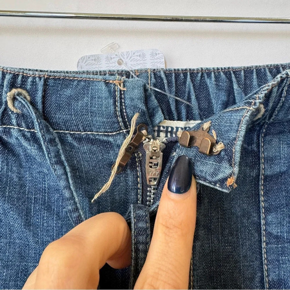 New Free People Barrel Drawstring Wide Leg Lightweight Jeans Pants XS - Picture 6 of 8